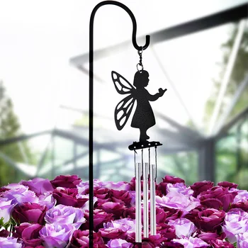 Vazoninių gėlių kompozicijų dekoratyvinis vėjo varpeliais, metalo, ketaus amatų gryna juoda drugelis gėlių fėja vėjo varpelių papuošalai