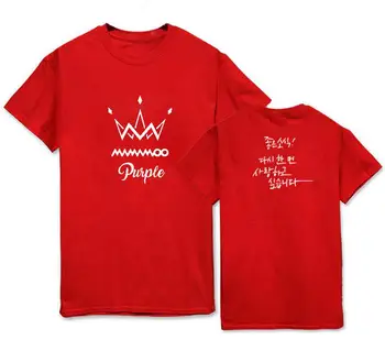 Naujas atvykimo unisex kpop o kaklas trumpas rankovės marškinėliai mamamoo naują albumą violetinė nario vardas spausdinimo t-shirt vasaros top tees