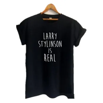 Pkorli Mados Tumblr T-Shirt Moterų Larry Stylinson Yra Reali Laišką Atspausdinta Marškinėliai Moterims Medvilnės Trumpomis Rankovėmis Viršūnes Hipster
