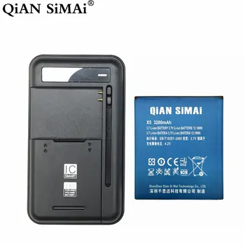 QiAN SiMAi 1PCS Universal baterija, Įkroviklis + 1PCS Doogee X5 baterija, 3200mAh Aukštos kokybės DOOGEE X5 mobilusis Telefonas
