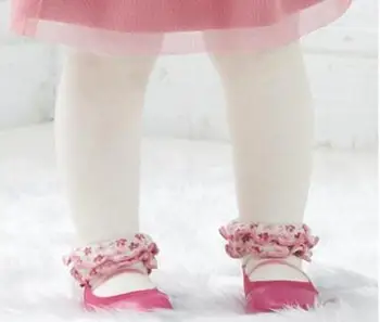 Rudenį moterų vaiką kūdikio pynimas hem princesė batai, kojinės kūdikiams medvilnės anti-slip padais, kojinės