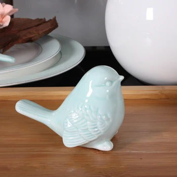 Pietryčių Azijos stiliaus tauriosios keramikos cyan paukščių skulptūros Cute little paukštis, keramikos amatai darbalaukio baldų gimtadienio/vaikų dovanų