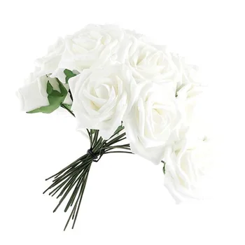 50Pcs Dirbtinės Baltos Vestuvių Puokštės Rožių Šilko Dirbtinės Gėlės Namuose Šalis Nuotaka Vestuvių Dekoravimas