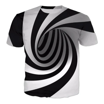 PLstar Kosmosas Vasarą Naujas Mados Spausdinti Trumpas rankovėmis Tees Vyrų/moterų Black&White Vertigo Hipnotizuojantis Atspausdinta Marškinėliai vyriški 3D marškinėliai