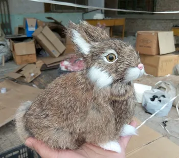 Apie 18x17cm modeliavimas rabbit žaislas, tikroviška kailio tupint ruda triušis modelį, namų puošybai gimtadienio dovana t128