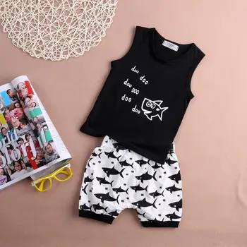 T-marškinėliai + Šortai 2vnt kostiumas 2016 naujas Vasaros kūdikis, mergaitė Berniukų drabužiai medvilnės Berankovė Liemenė laiške berniuko drabužių rinkiniai kūdikiams