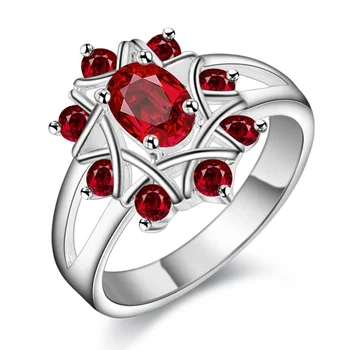 Kilnus tamsiai raudonas cirkonis šalies Didmeninės 925 papuošalai sidabro padengtą žiedas ,papuošalų mados Žiedas Moterims, /LGGFHFSA MPFLGLYB