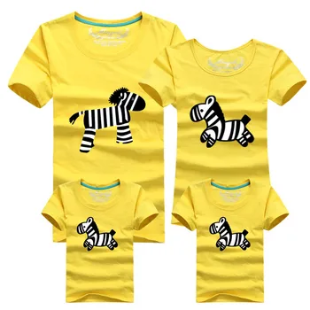 1Pcs Šeimos Atitikimo Komplektus marškinėliai Audinys motina, tėvas kūdikį šeimos Vasaros drabužių motina, tėvas, duktė, sūnus Drabužiai