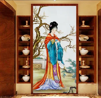 3d kambario tapetai užsakymą freskos neaustinių vaizdą 3d senovės Kinijos grožio veranda, paveikslai, nuotraukos, 3d sienų freskomis tapetai