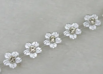 10 13mm gėlių Formos white Pearl kalnų krištolas Grandinės Apdailos Siuvimo Amatai Kostiumas Aplikacijos Vestuvių Dekoravimas LZ110