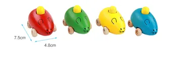 1pcs medinių spalvų garso pelės žaislas automobilio modelio vaikų pažinimo aids