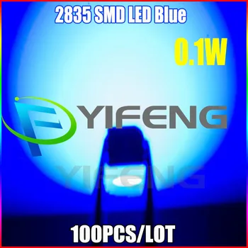 100vnt 2835 LED Mėlyna 0,1 W Paviršinio montavimo SMT SMD Chip 30mA DC 3V Ultra Ryškus LED Šviesos Diodas