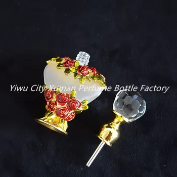 5ml Retro Vintage Graven Metalo Rose Stiklo Tuščias Konteineris, Daugkartiniai Dovana Kristalų Sankaupos Kvepalų Buteliuko Namų Puošybai#59701