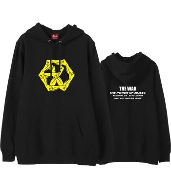 Exo albumą karo power of music logo spausdinimas puloveris hoodies, skirtas kpop fanams rudenį, žiemą, purus vilnos marškinėlius