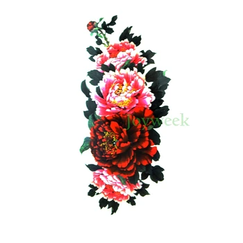 Atsparus vandeniui Laikina Tatuiruotė Lipdukas tamsiai raudonas, rožinis bijūnas gėlių moterų kūno meno tatto lipdukai 