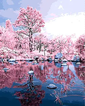 Kraštovaizdžio sniego temstant rudenį rožinė nuotraukas, Namų Dekoro Nuotraukų Tapybos Numeriai rankų darbas Piešti Ant Drobės Gyvenimo Kambario Sienos Menas