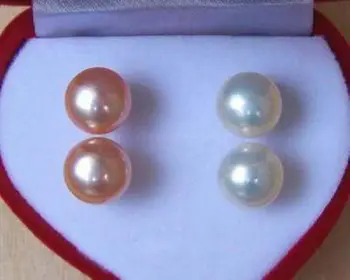 Nemokamas pristatymas 2pairs 7-8mm natūralus baltas, pink pearl stud auskarai moterų, mergaičių aukšto rango šalies dovanos karšto parduoti papuošalai BV137