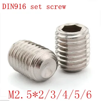1000pc/set DIN916 M2.5*2/3/4/5/6/8 2,5 mm, Nerūdijančio Plieno, hex lizdas varžtą,