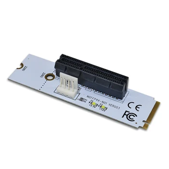 NGFF M. 2 PCI-E 4X Riser Card M2 Mygtuką M, kad būtų PCIe X4 Adapteris su LED Įtampos indikatorius SATA Kabelis Bitcoin Miner Kasyba