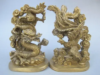 5.51 colių/senovės Kinų rankų darbo, bronzinė statula drakonas 