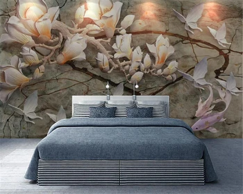 Beibehang 3D Tapetai Stereo Paramos Akmens Drožyba Magnolija Kambarį, Miegamąjį, TV Foną, Sienų tapetai, sienų ir 3 d