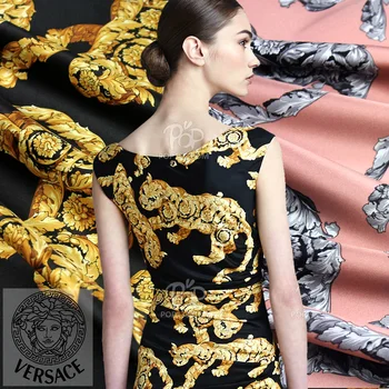 Aukštos kokybės Dviejų spalvų qianbao suknelės sericiculture gryno šilko audinys rožinė/žalia leopard skaitmeninis atspausdintas elastingos satino audinys