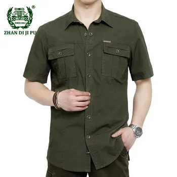 Plius Dydis M-5XL 2018 m. Vasaros vyrų karinės laisvalaikio prekės armijos žalioji marškinius vyras grynos medvilnės afs jeep chaki trumpas rankovės marškinėliai