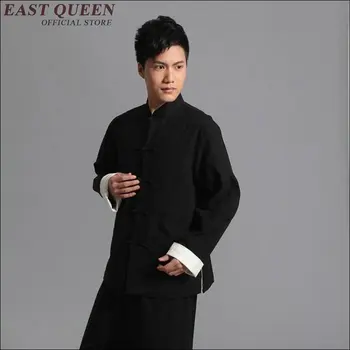 Žiemos kinų stiliaus drabužių vientisos spalvos audinio paltai vyrams Tradicinis mandarinų apykaklės tango striukė AA1638z