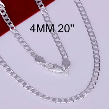 XLN132-20 Didmeninės sidabro padengtą Karoliai, Gamyklos kaina, 925 antspaudu bižuterijos 4mm Karoliai-20 coliai /afcaiwja