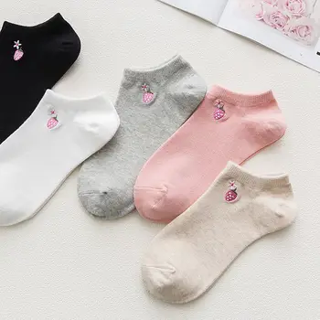 2018 moterų kojinės pavasario 5pair trumpas mokyklos stiliaus medvilnės vasaros vientisos spalvos juokinga vaisių moterų mados kojinės moterims korėjos