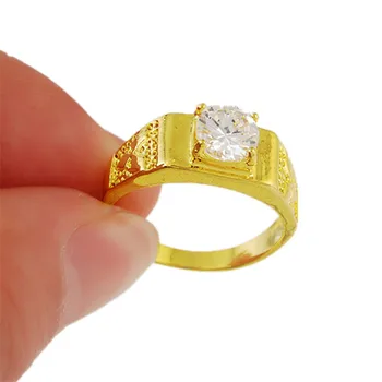Andara Aukščiausios Kokybės Geltonos Aukso CZ Vestuvinį Žiedą, 24K Aukso Spalvos Klasikinės Elgant Papuošalai R023