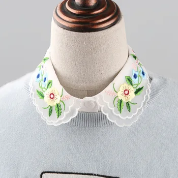 Šifono Netikrą Apykaklės Marškinėliai Moteriška Spalvos Dekoruoti Siuvinėjimas siuvinėjimo srauto priedai Palaidinė apdaila Dekoratyvinis collares