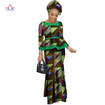 2018 m. Vasaros afrikos moterims dviejų dalių o-kaklo spausdinti Sijonas nustatyti afrikos drabužiai plius dydis moterų medvilnės drabužius reguliariai nė vienas WY2466
