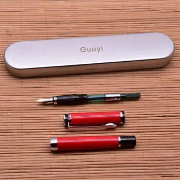 Guoyi A293 Office raštinės reikmenys mokymosi Ponios skirta raudoną dovanų rašiklį 0,5 mm plunksnų, rašalo rašikliu. Dovanų dėžutė metalo aukštos kokybės fontanas pen