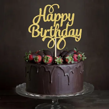 Aukso/Sidabro/Juoda Scenarijų Happy Birthday Cake Toppers Baby Shower/vaiko Gimtadienio Dekoracijos Tortas Priedai, Reikmenys