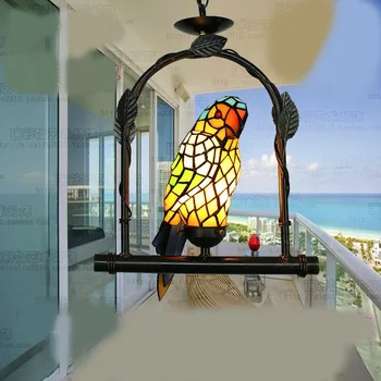 Kūrybos Tiffany Papūga Paukštis Pakabukas Šviesos Vaikų Miegamasis Žibintus, Balkonas, Lauko Namo Apdaila koridoriuje, verandoje