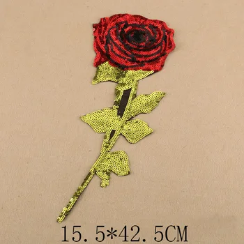Rožių Gėlių Dėmės Drabužiams Siūti Blizgučiais Audinio Emblemos Aplikacijos 