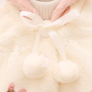 2017 m. mergytę padirbtų kailių paltai mergaitėms, kūdikiams žiemą gobtuvu megztinis apsiaustu, paltai, vaikams, drabužiai, striukės