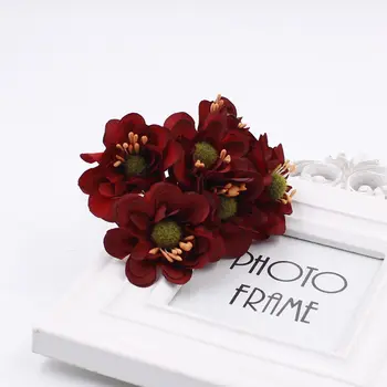 VINAMIT 6pieces 5cm Dirbtinė slyvų gėlių Puokštė, camellia šilko gėlės, vestuvių netikrą gėlės Floros apdaila