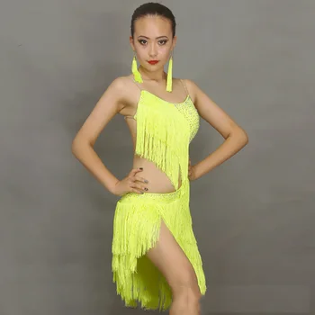 Populiariausių Lotynų Šokių Suknelė Moterims Kutas Stiliaus Balta Atidarymo Nereguliarus Tango Salsa Flamenko Rumba Indijos Konkurencijos Kostiumai B091