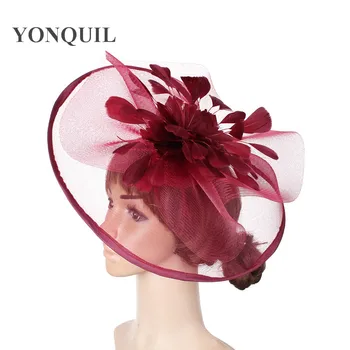 Karinio jūrų laivyno plunksnų gėlių ekrano užsklandą ponios vestuvių skrybėlę, plaukų fascinators moterų royal ascot rasės didelis skrybėlės hatnator 17 spalvų SYF120