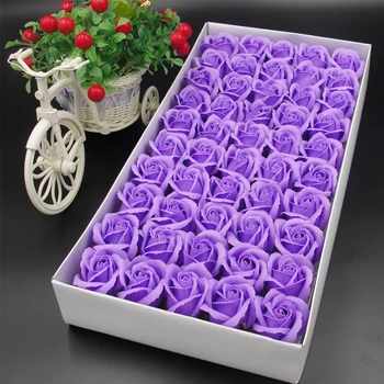 50PCS/Box Dirbtinės Gėlės Scrapbooking Rožių Muilas Gėlių Galvos 