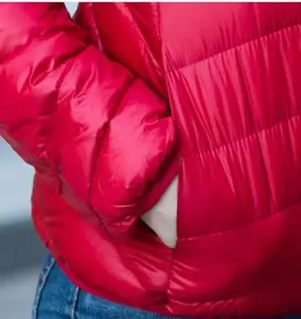 Plus Size Naujas 2016 Žiemos Dviejų Šoninių Moterų Balta Antis Striukė Moterų Gobtuvu Ultra Light Žemyn Striukės Šiltos Žiemos Paltai Parkas KL217