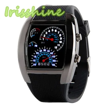 Irissshine #0092 pora Mados Aviacijos Turbo Dial Flash LED Laikrodį Dovanų Mens Lady Automobilių Sporto Metrų Aukštos kokybės Naujas Atvykimas