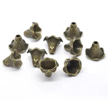 DoreenBeads 10 Bronzos Tonas Trimitas Gėlių Granulių Kepurės 22x17mm (B14476), yiwu