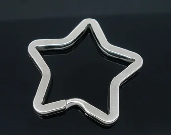 DoreenBeads 10 Sidabro Tonas Star Split Žiedai, Raktų pakabukai 35x33mm (B05284), yiwu