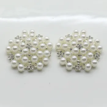 Naujas 6pcs/Set 30mm Gražus baltas perlas mygtuką, sidabrinė, skaidraus stiklo kalnų krištolas mygtukus vestuvių drabužių meetal Dekoratyvinis mygtuką