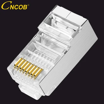 Cncob cat5e Ethernet jungtis ekranuoti, variniai, shell rj45 8P8C kabelio metalinis apvalkalas, FTP tinklo kristalų galvos 30pcs / 100vnt