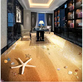 3D stereoskopinis tapetai, grindų golden beach 3d atsparus vandeniui grindų 3D PVC grindų tapetai lipnios 3D grindų