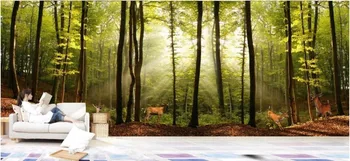 Pasirinktinius nuotraukų freskos 3d tapetai Miško briedis kraštovaizdžio miškai kambarį apdailos dažymo 3d sienų freskomis tapetai, sienų ir 3 d